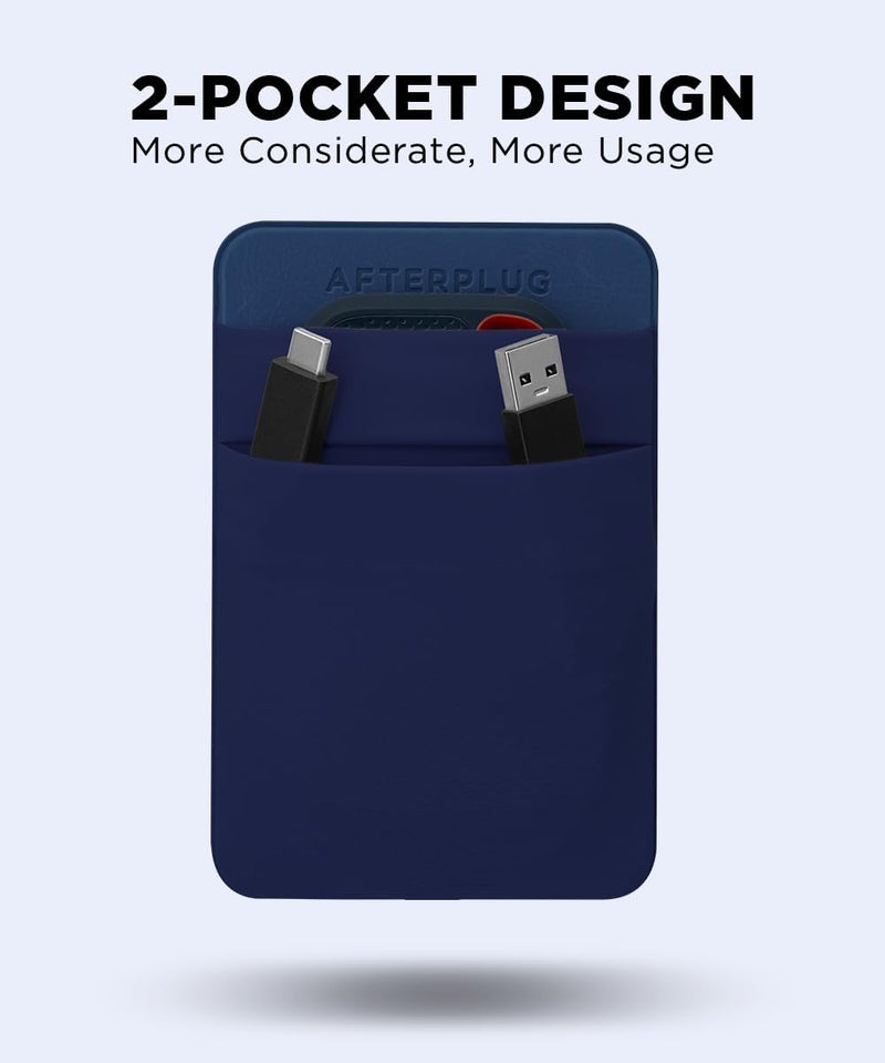 Afterplug 2-Pocket Adhesive Pouch for Laptop, Compatible with External Portable SSD, Magic Mouse, USB Cable and More - Blue - Image 4